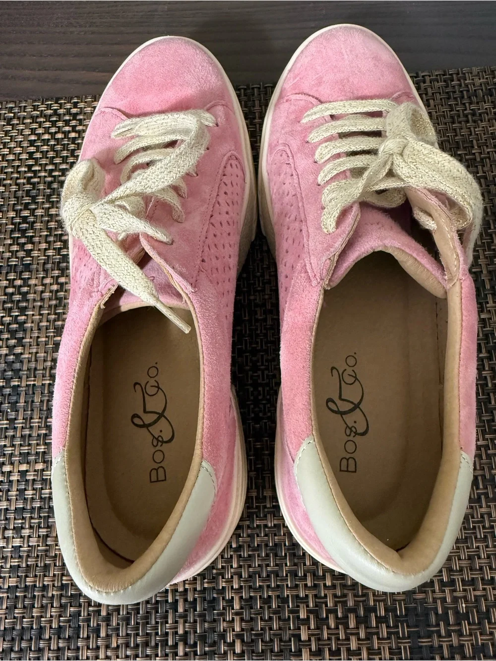 Bos. & Co. Pink Suede Platform Sneaker with Cream Sole